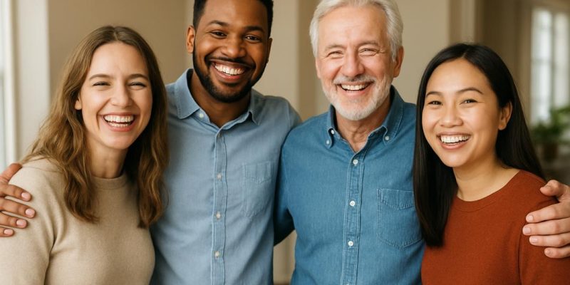 Two people shaking hands warmly, representing kindness, respect, and empathy in human relationships.